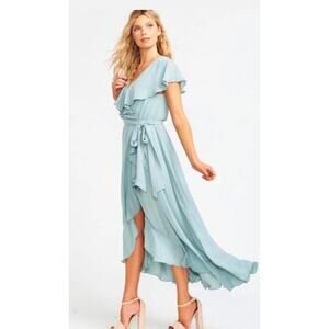 Show me your Mumu Jess Ruffle midi Dress Blue Size Large Wedding Fairycore